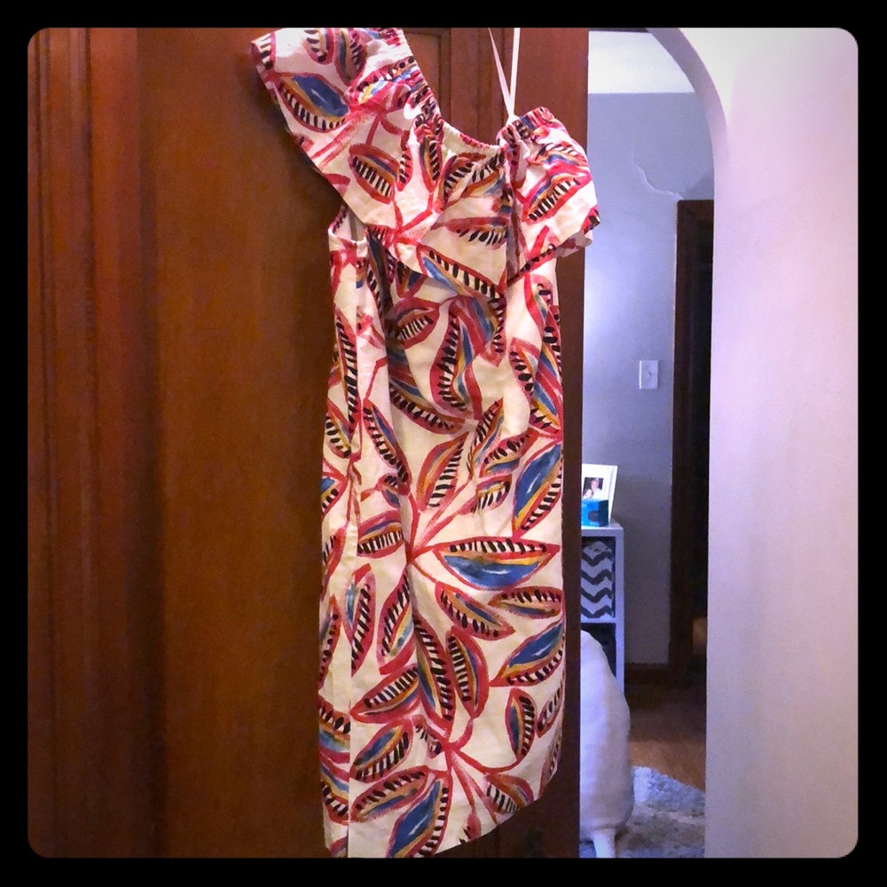 One shoulder J Crew dress.